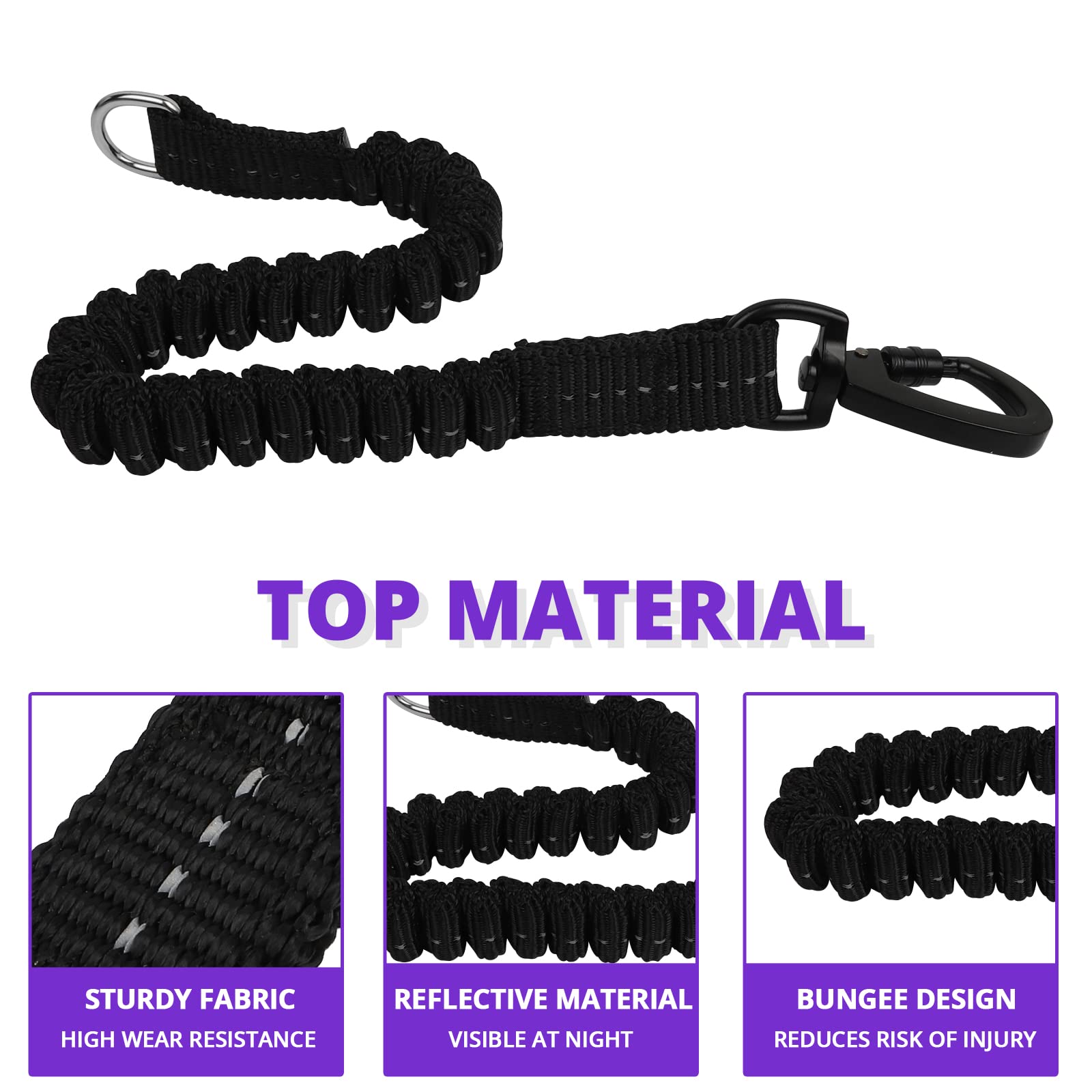 Jenico long dog leash 10ft with bungee section smooths tension during walks.