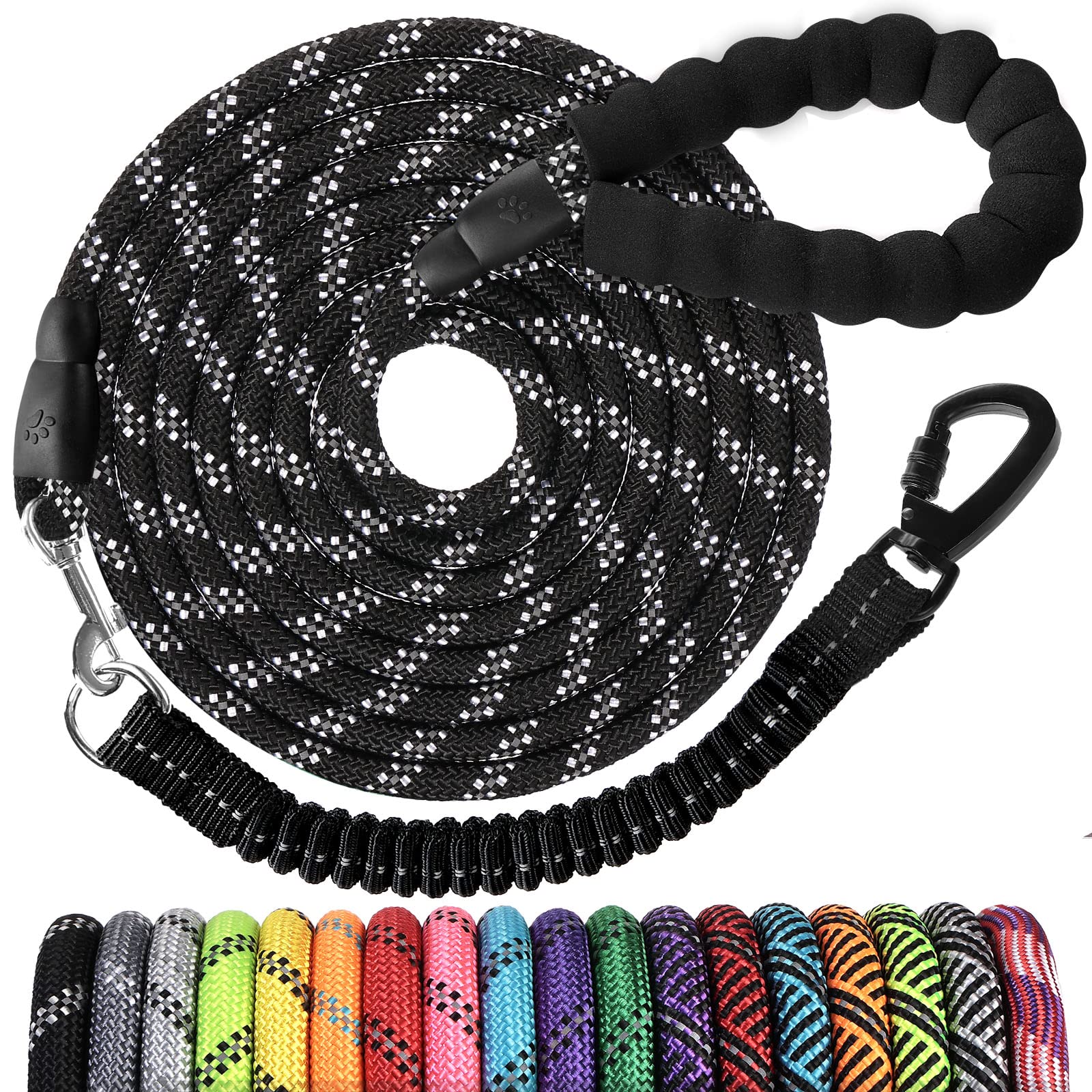 Jenico Long Dog Leash 15ft with bungee for smoother, calmer walks.