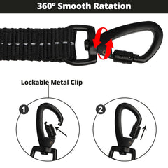 Jenico Long Dog Leash with bungee reduces tension for smoother outings