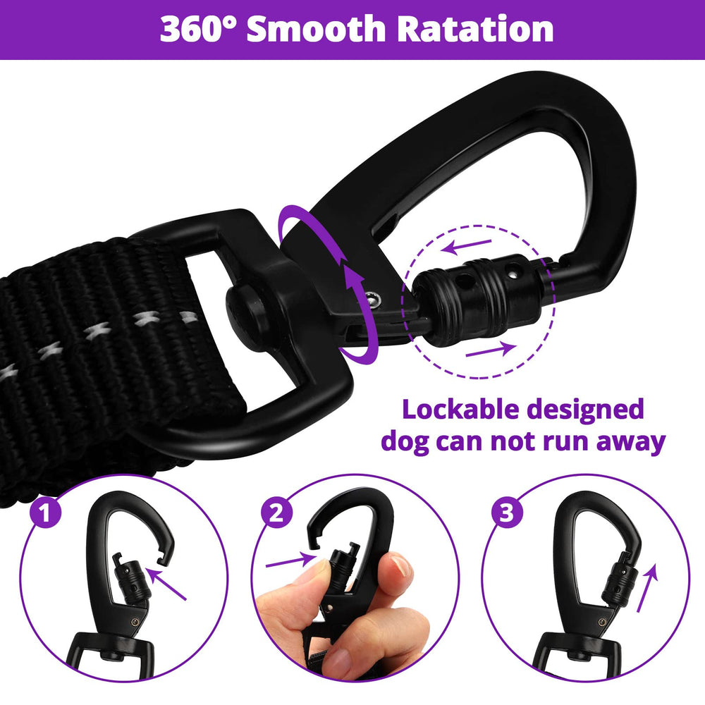 Jenico rope dog leash 360° swivel lockable hook to prevent tangling.