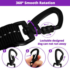 Jenico rope dog leash 360° swivel lockable hook to prevent tangling.