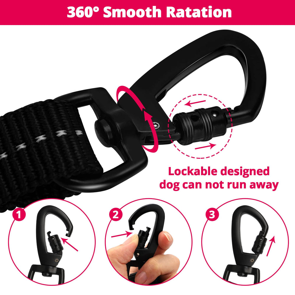 Jenico Rope Dog Leash 5ft pink reflective thread enhances nighttime visibility.
