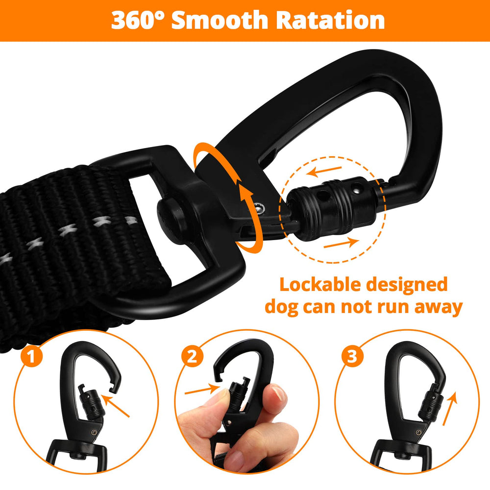 Jenico Rope Dog Leash bungee section absorbs shocks to reduce hand fatigue.