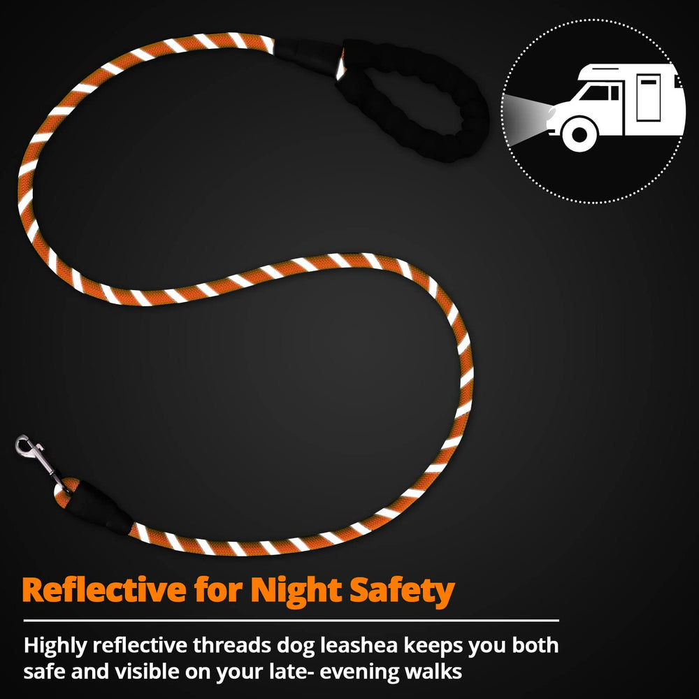 Jenico Rope Dog Leash orange color boosts visibility on outdoor trips.