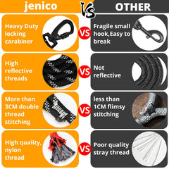 Jenico Rope Dog Leash shows reflective thread for high visibility at night.