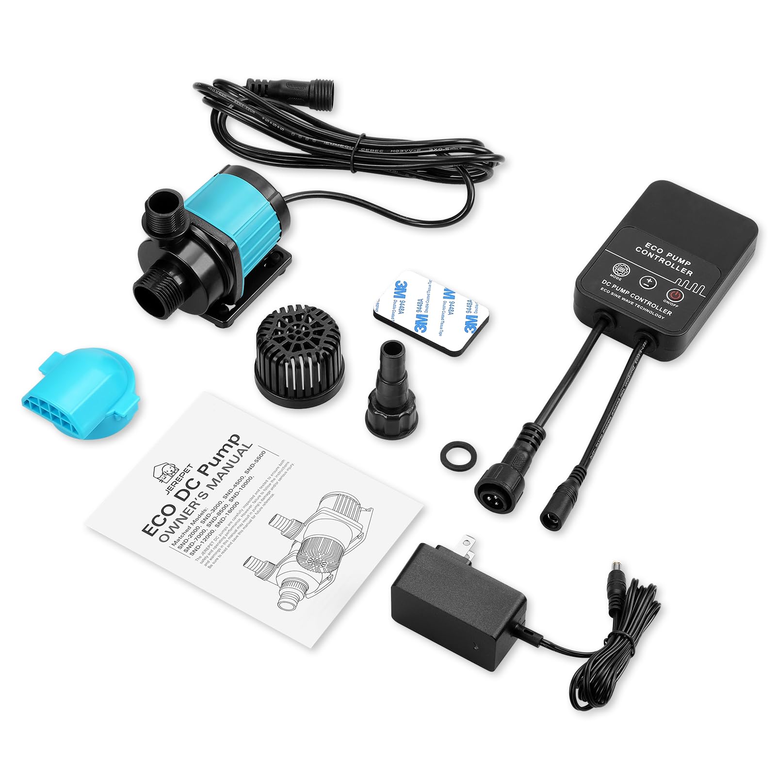 JEREPET 320GPH mini pump nano tank setup in desktop arrangement.