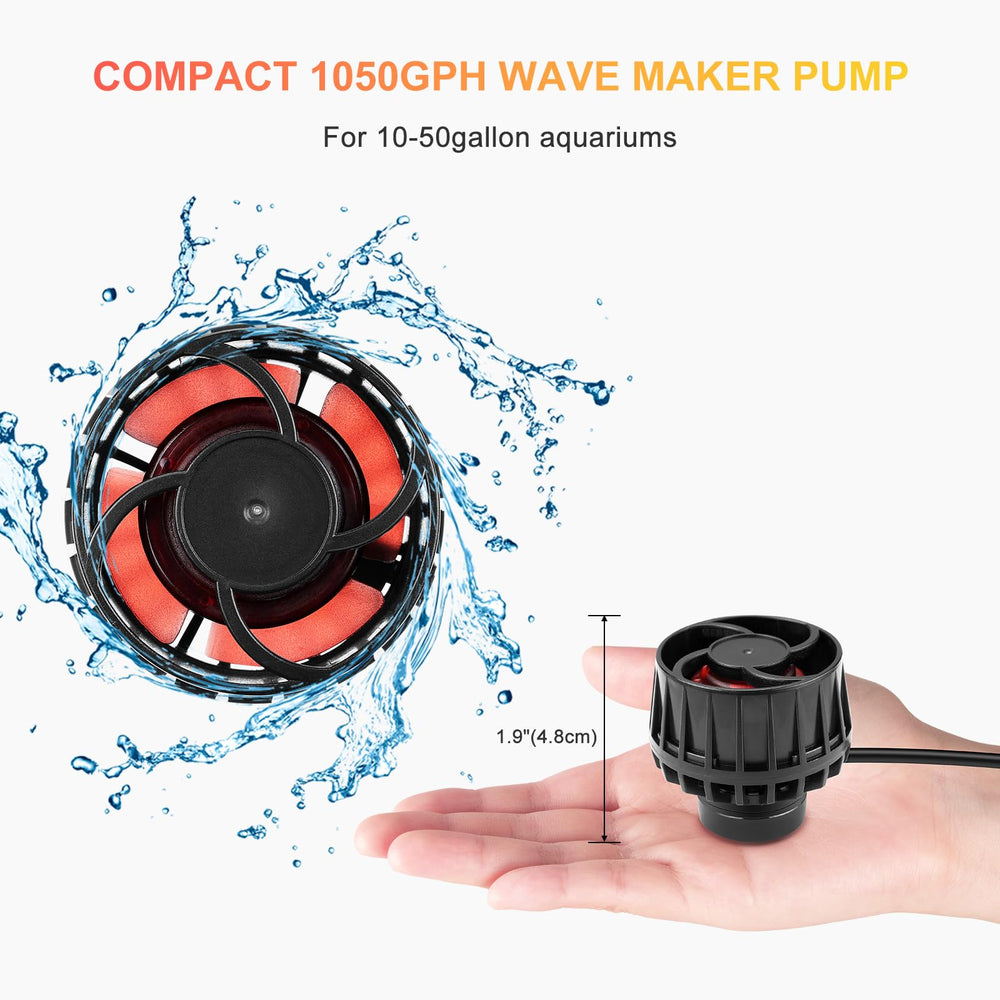JEREPET wavemaker compact dimensions fit tight aquariums.