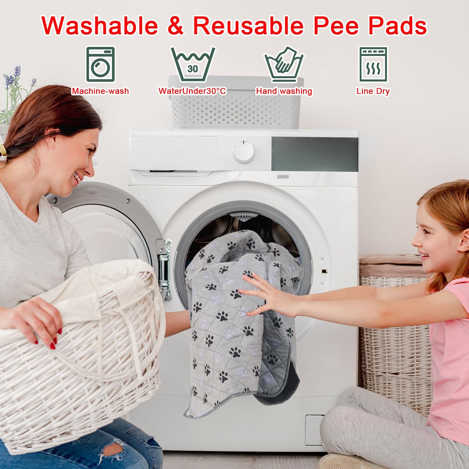 JERIA machine-washable pad image emphasizes easy cleanup and reuse after wear.