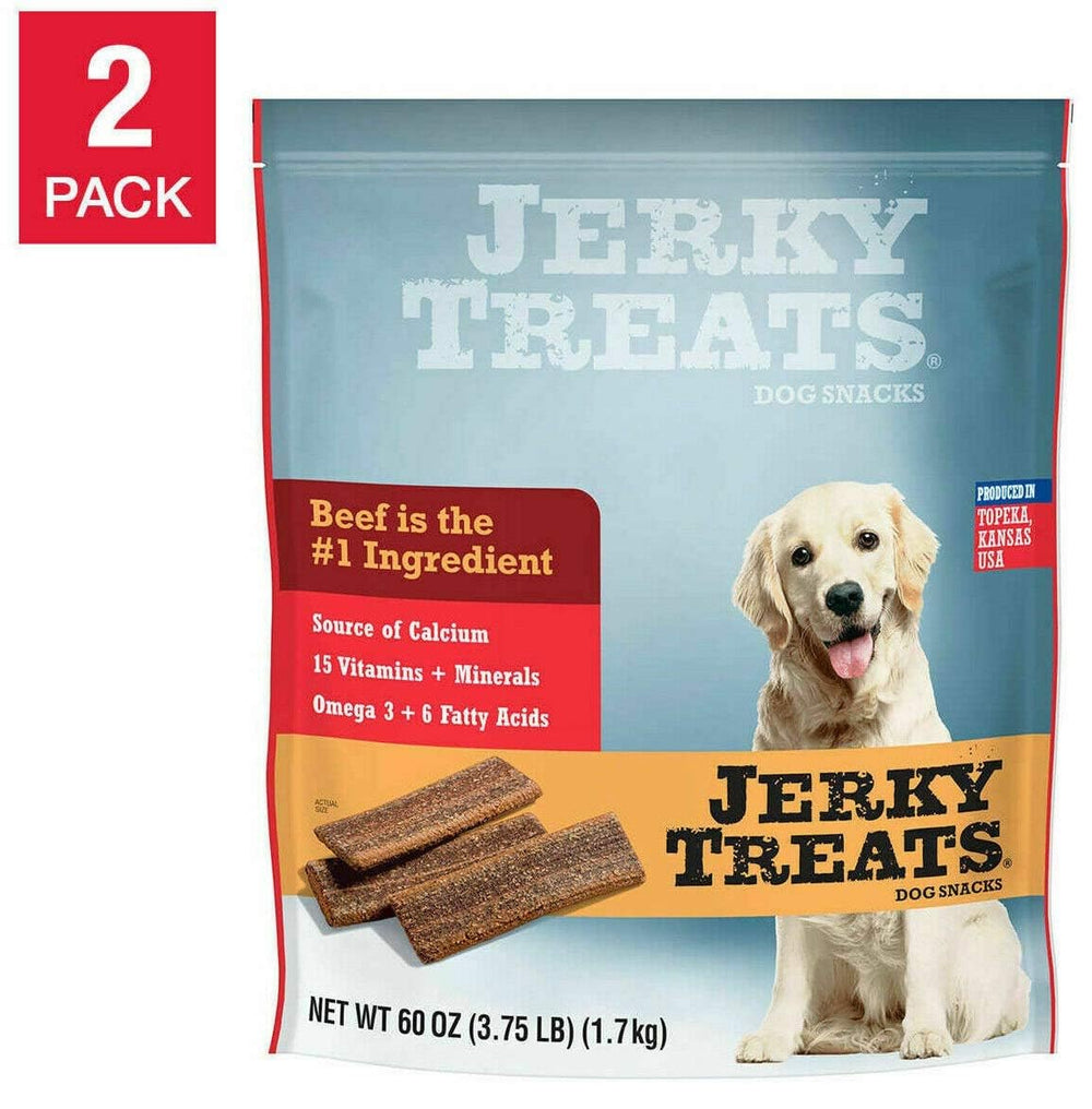 Jerky Treats Tender Strips beef resealable bag preserves freshness for on-the-go snacking.