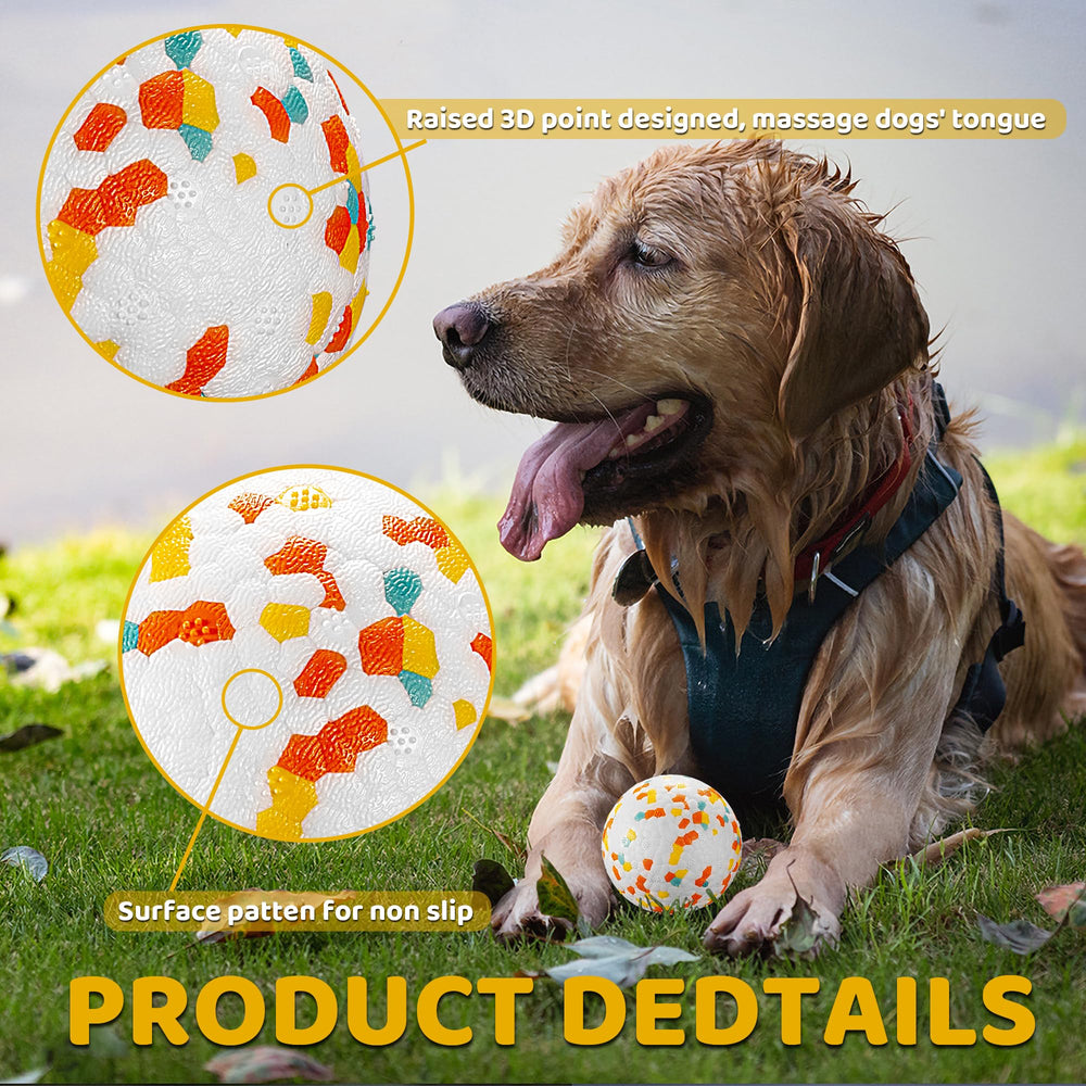 JEROCK dog ball with raised 3D points for tongue massage during play