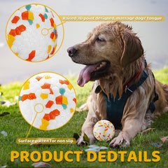 JEROCK dog ball with raised 3D points for tongue massage during play