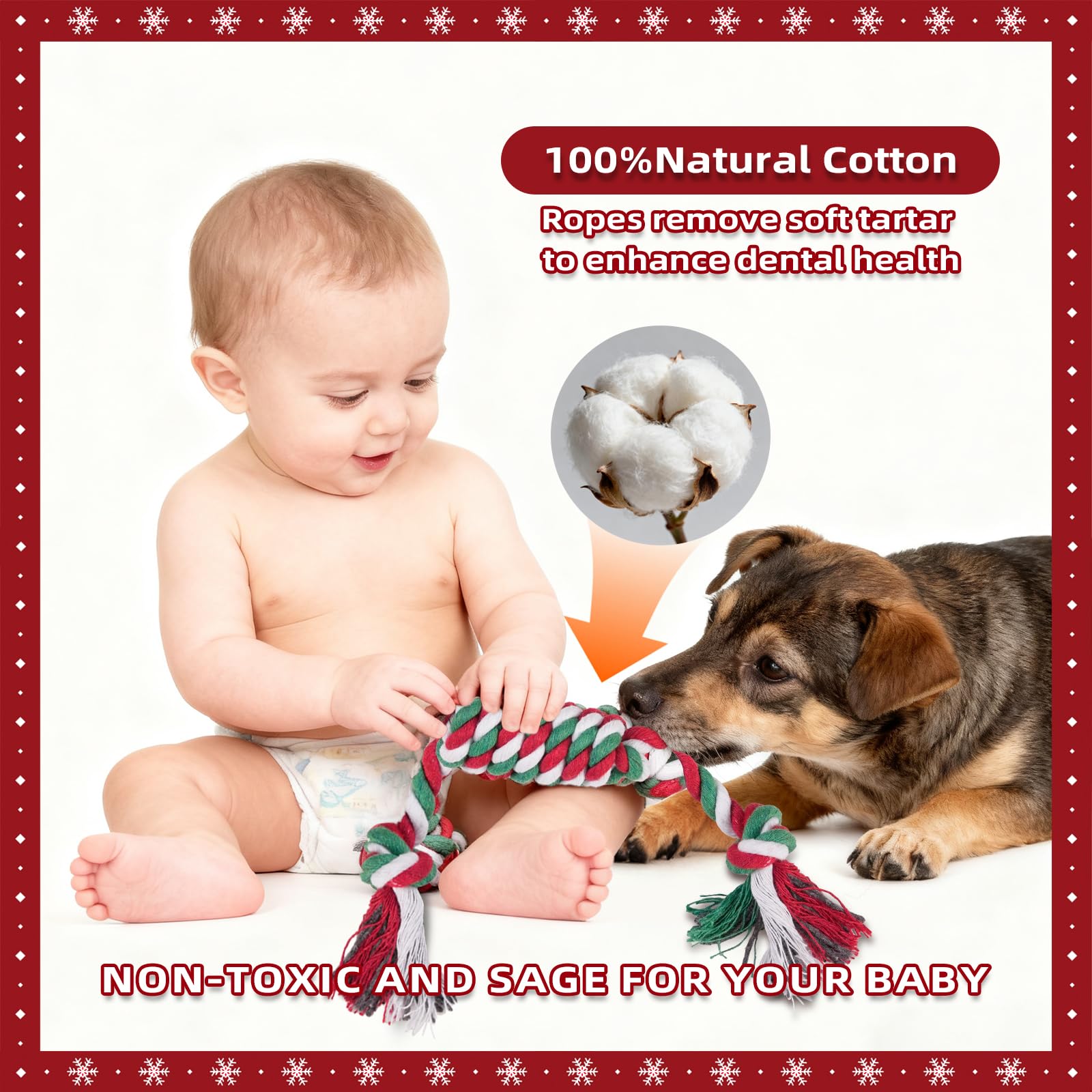 Jestrem Christmas dog toys 13-pack dog-tug ideal for tug-of-war and bonding moments