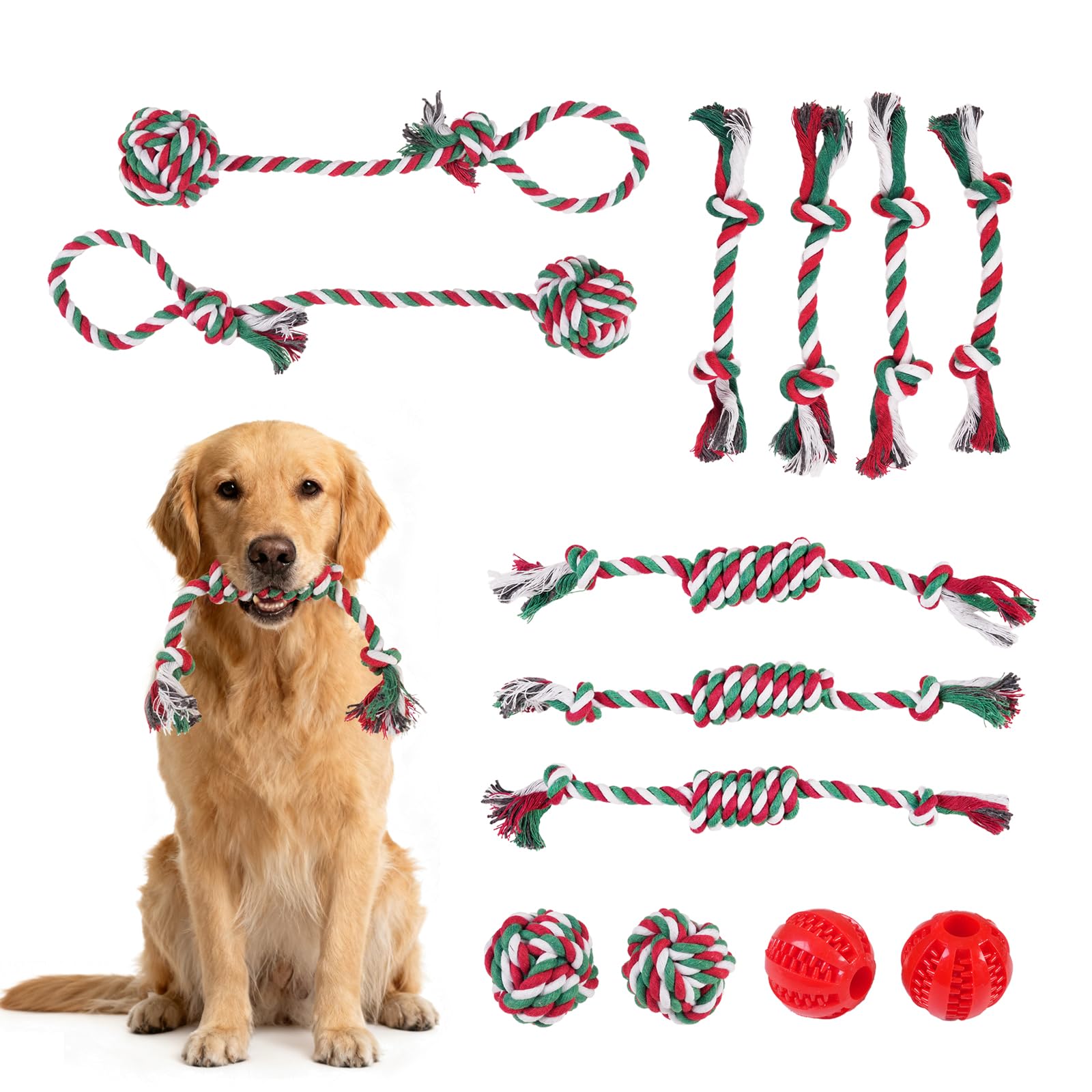 Jestrem Christmas dog toys 13-pack packaging shows festive set for holiday playtime and bonding