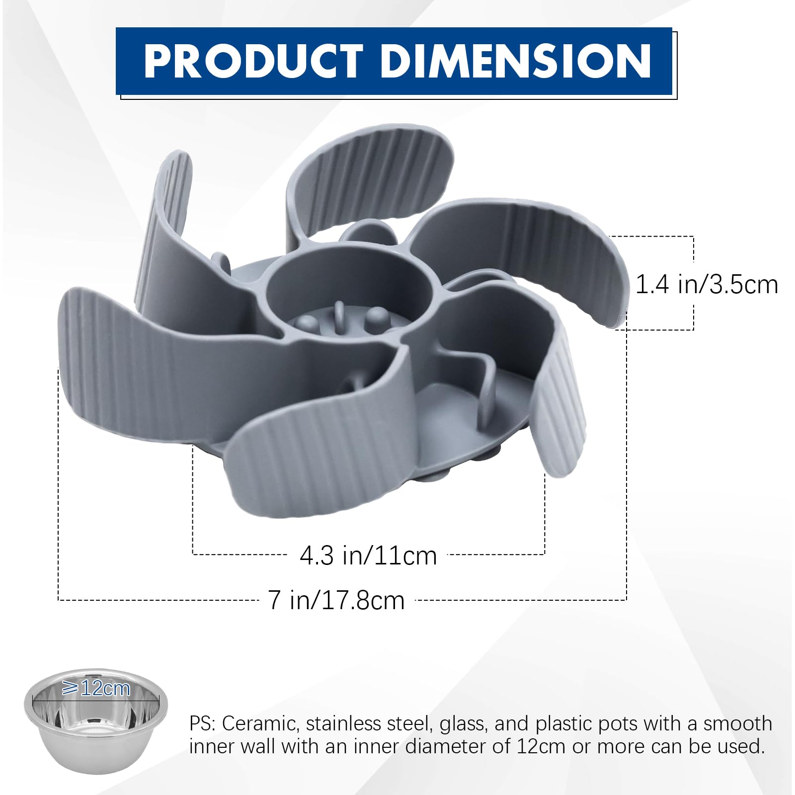 Jestrem dog bowl slow feeder insert side view highlights durability and silicone construction.