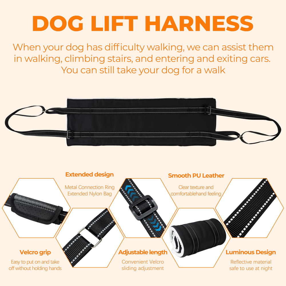 Jestrem Dog Lift Harness soft fleece interior supports comfortable post-surgery recovery.