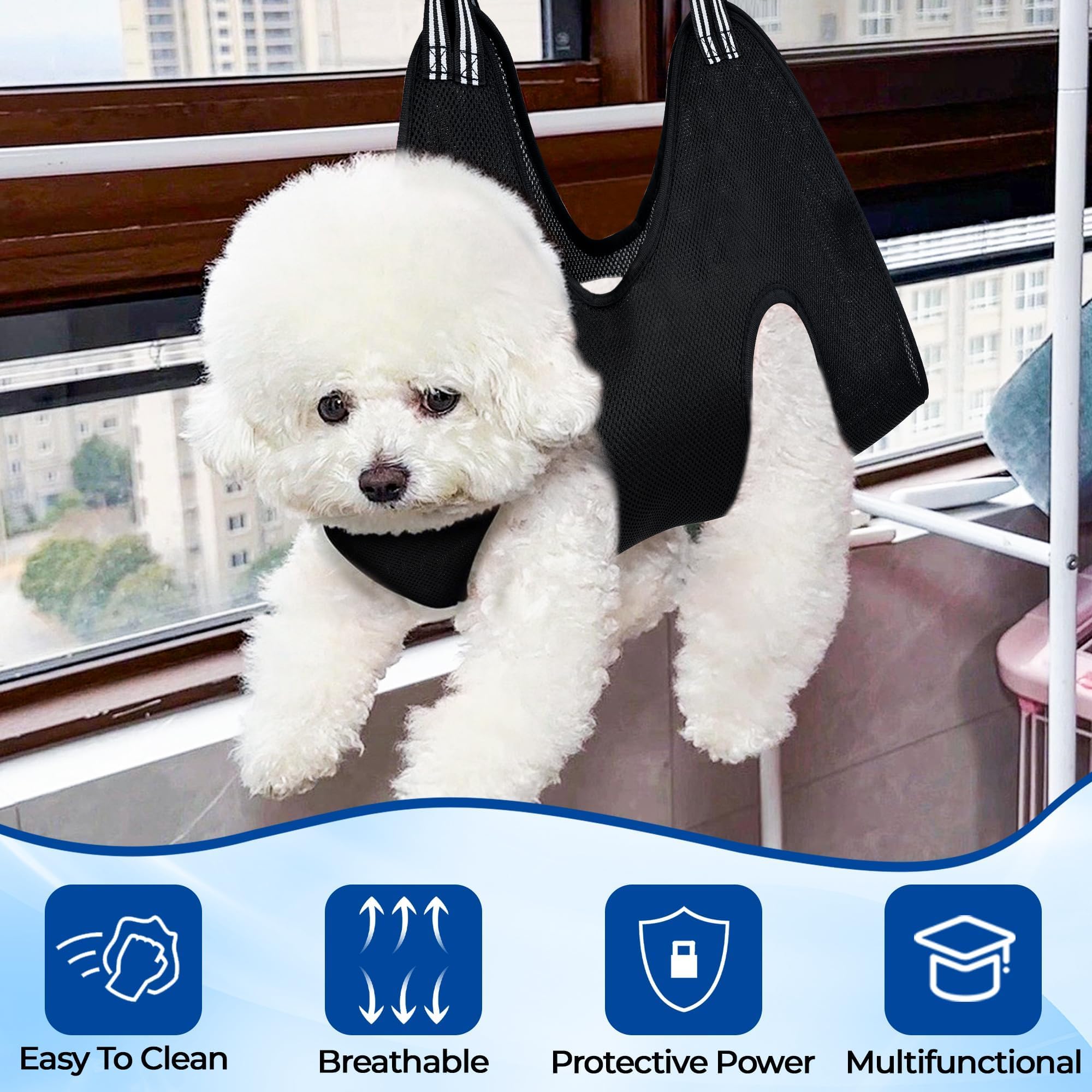 Jestrem Pet Grooming Hammock durable-material emphasizes breathable fabric keeping pets cool during grooming.