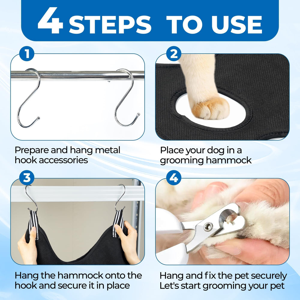 Jestrem Pet Grooming Hammock nail-trimming use highlights safe access to paws without struggling.