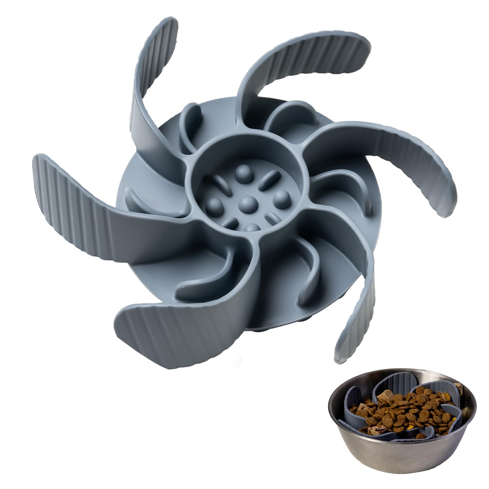 Jestrem slow feeder bowl insert with flower design slows eating for calmer mealtimes.