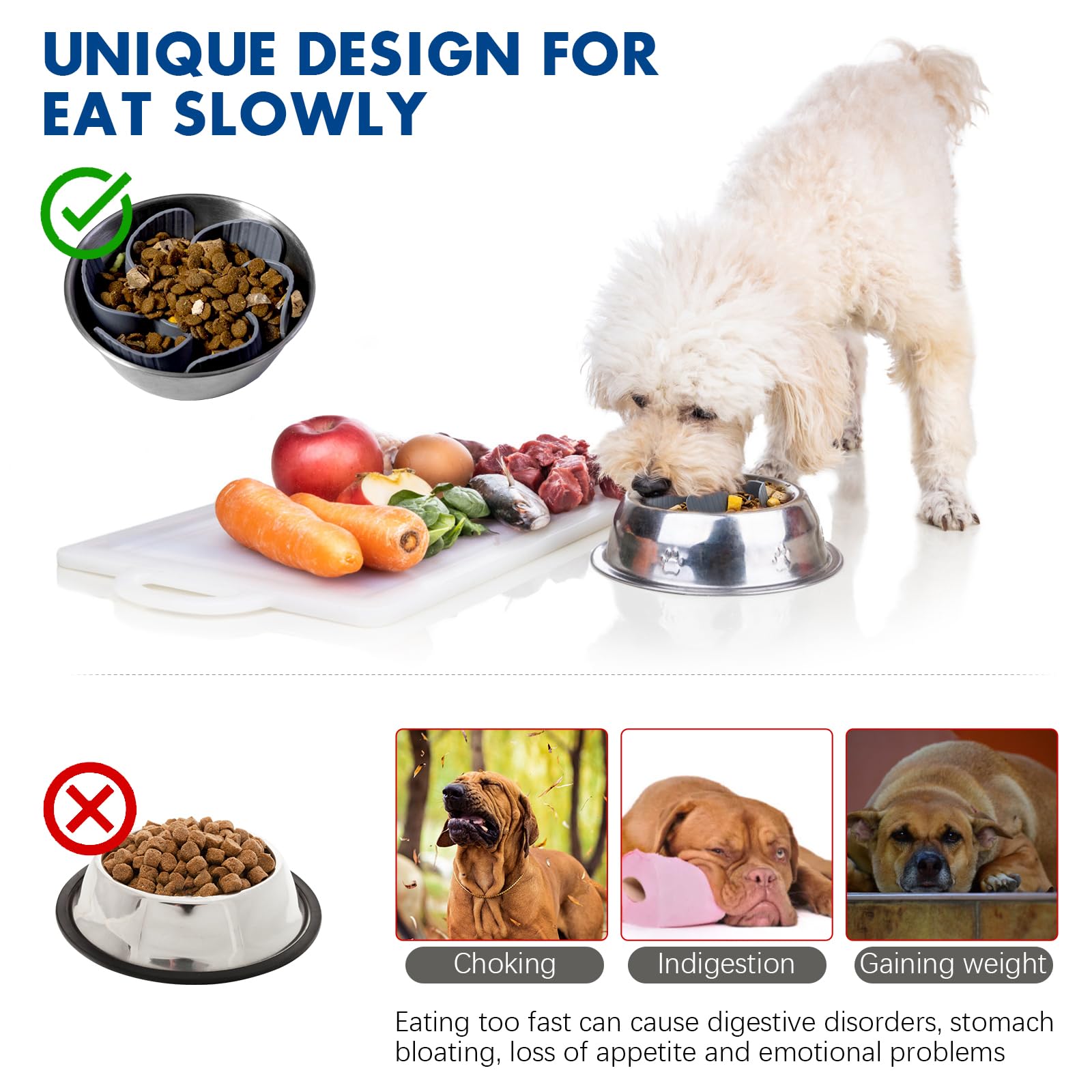 Jestrem slow feeder insert fits kibble and treats for varied meals.