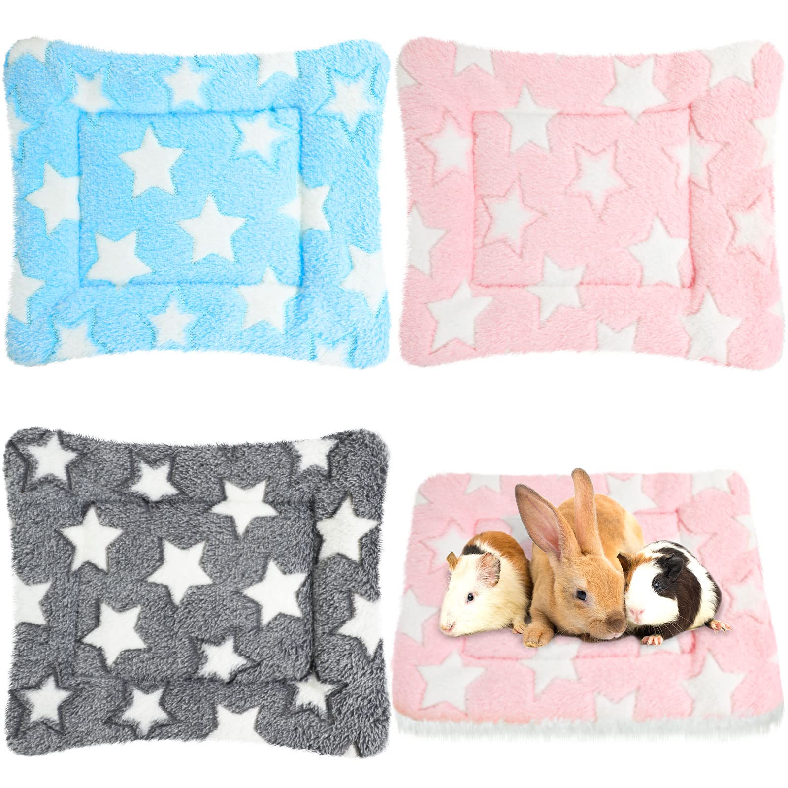 Jetec 3 Pcs Bunny Guinea Pig Beds packaging shows three color options for small pets.