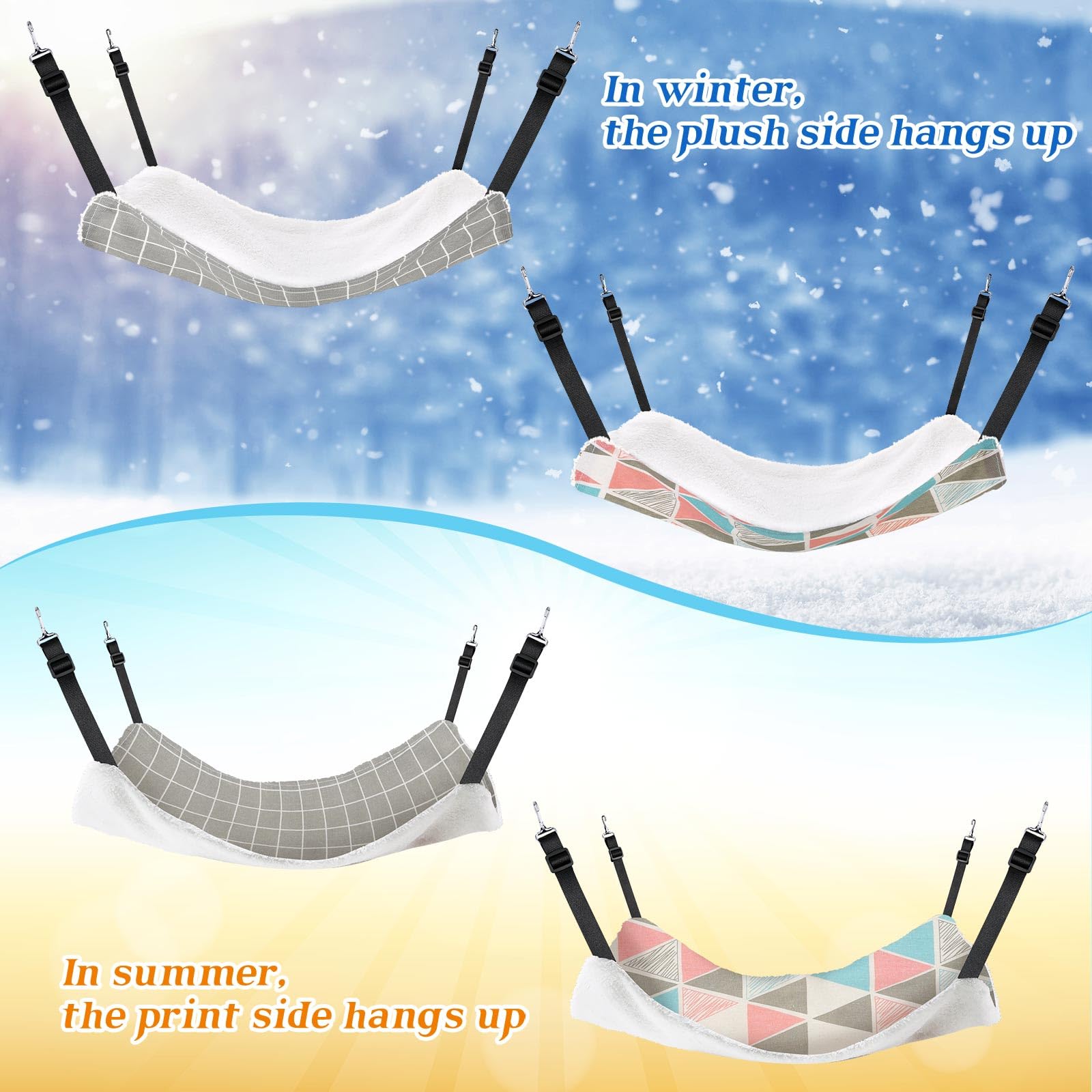 Jetec cat hammock package contents include two varied patterns for pet variety.