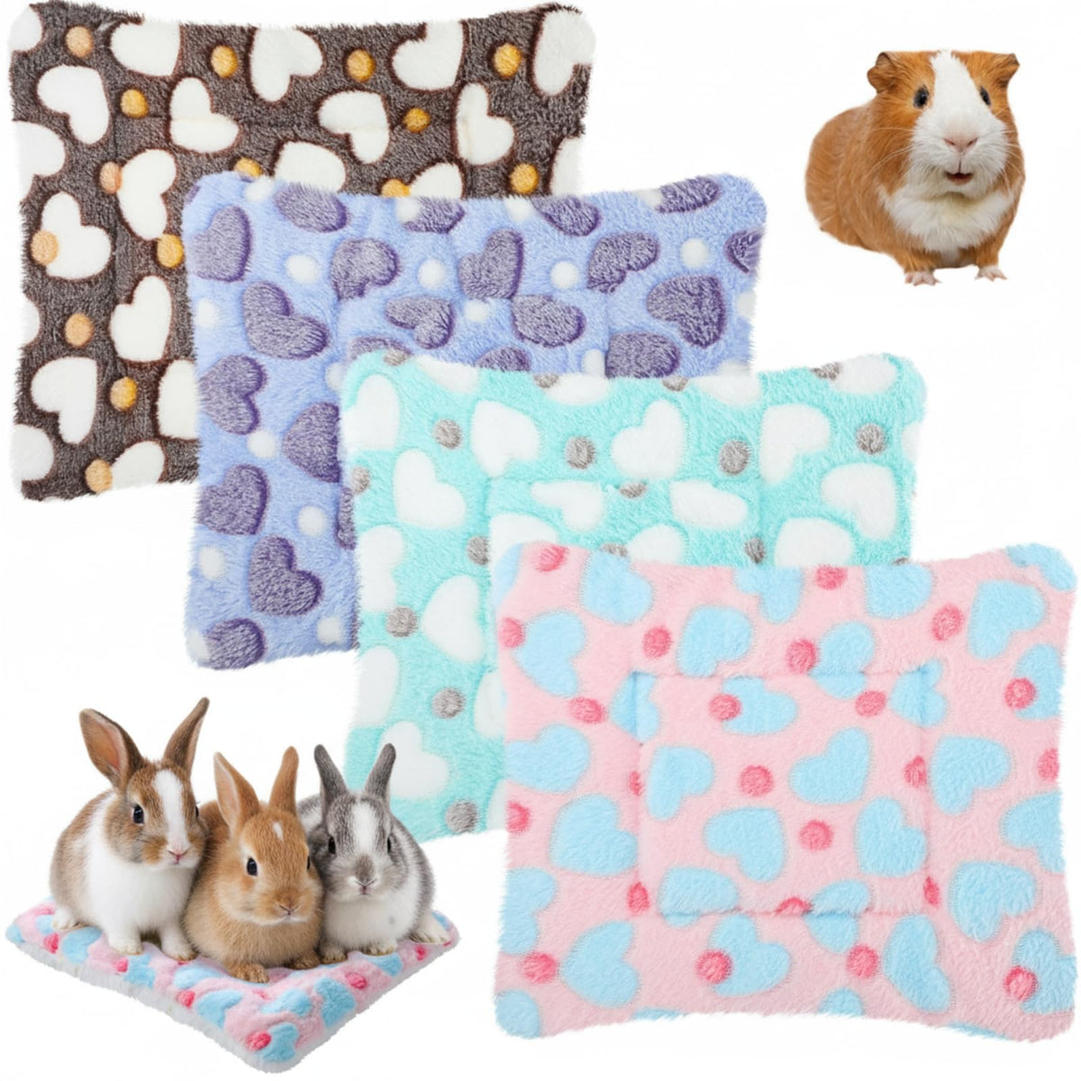 Jetec Guinea Pig Bed Mat 4pack color variety for cozy naps.
