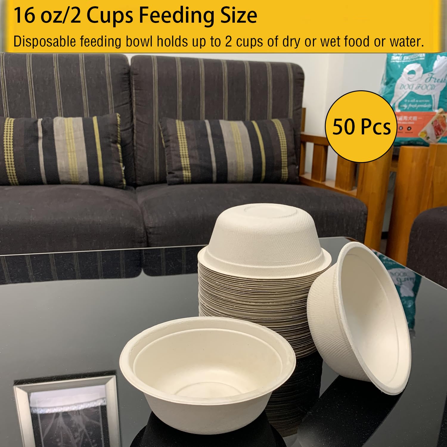 JETKONG durable disposable bowls with contents; versatile for dry or wet food.