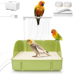 Jevnd Automatic Parakeet Bird Bath with Pump front view shows roomy basin for multiple birds