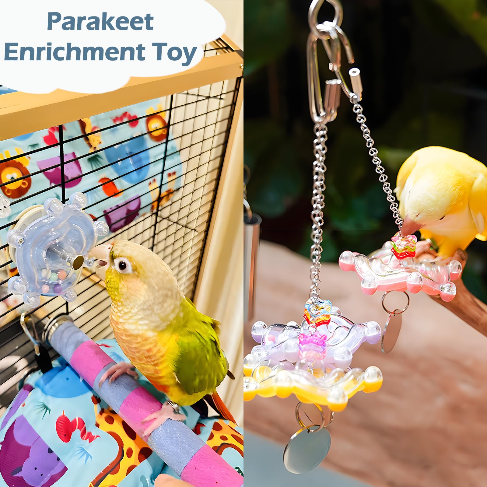 Jevnd bird enrichment toy cage interaction promotes activity and mental stimulation.