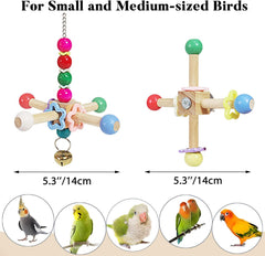 Jevnd Bird Spinner Toy with bells provides audible stimulation for small birds.