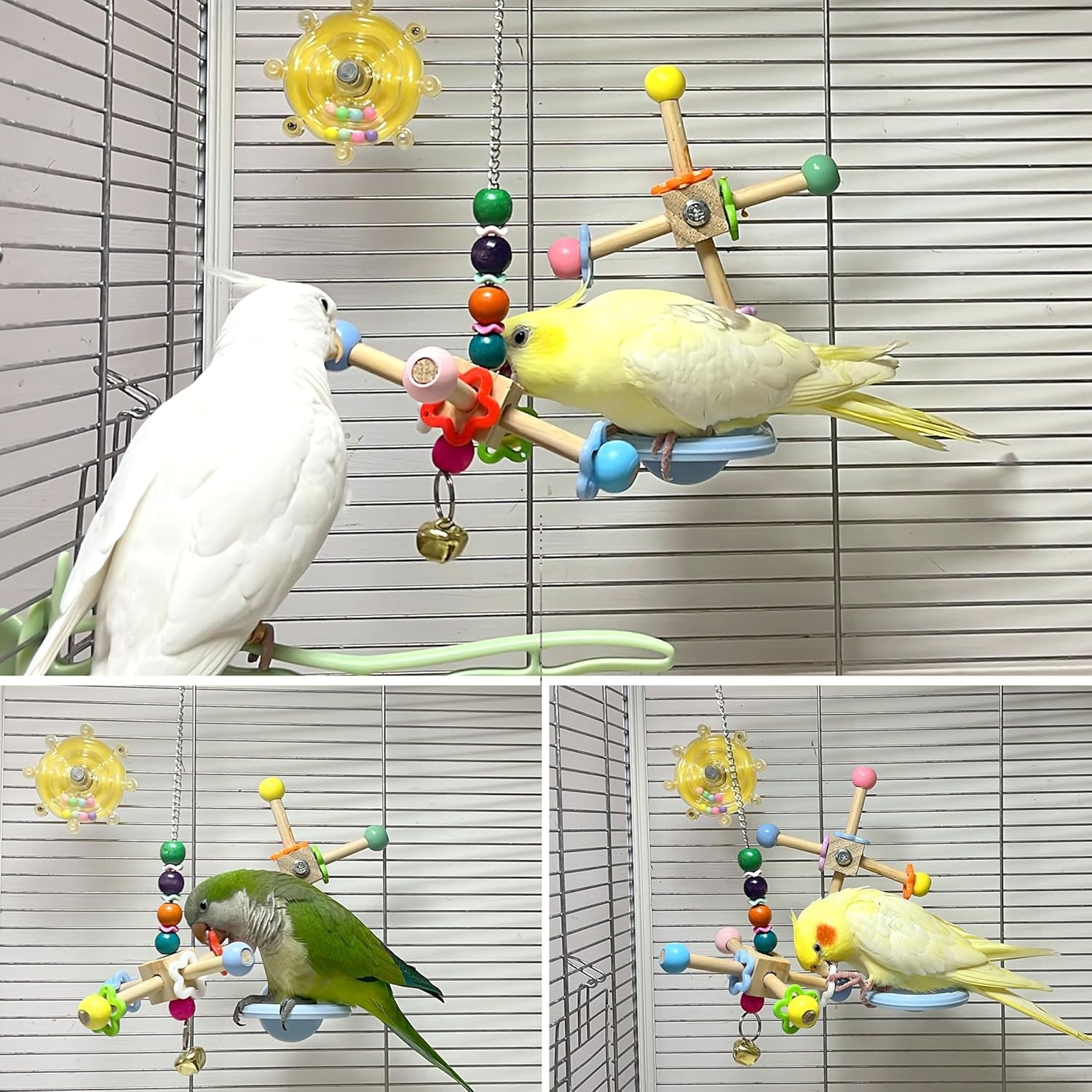 Jevnd Bird Spinner Toy hangs easily for versatile habitat decoration and enrichment.