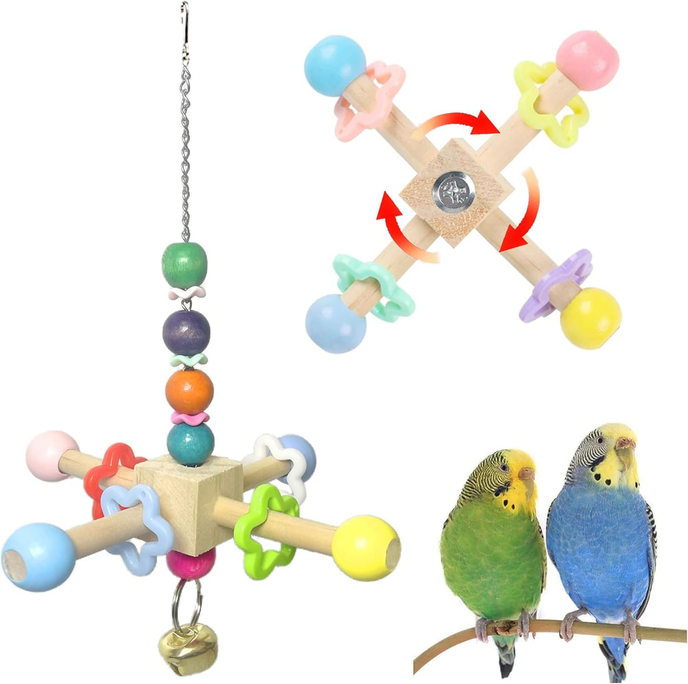 Jevnd Bird Spinner Toy spins for parrots, delivering kinetic enrichment through playful movement.