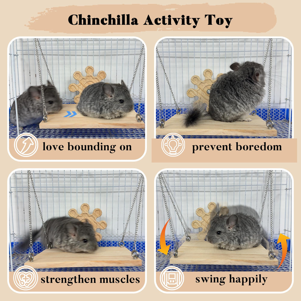 Jevnd chinchilla hanging cage accessory demonstrates stable installation for safe jumping.