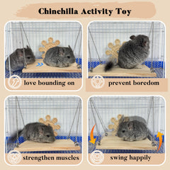 Jevnd chinchilla hanging cage accessory demonstrates stable installation for safe jumping.