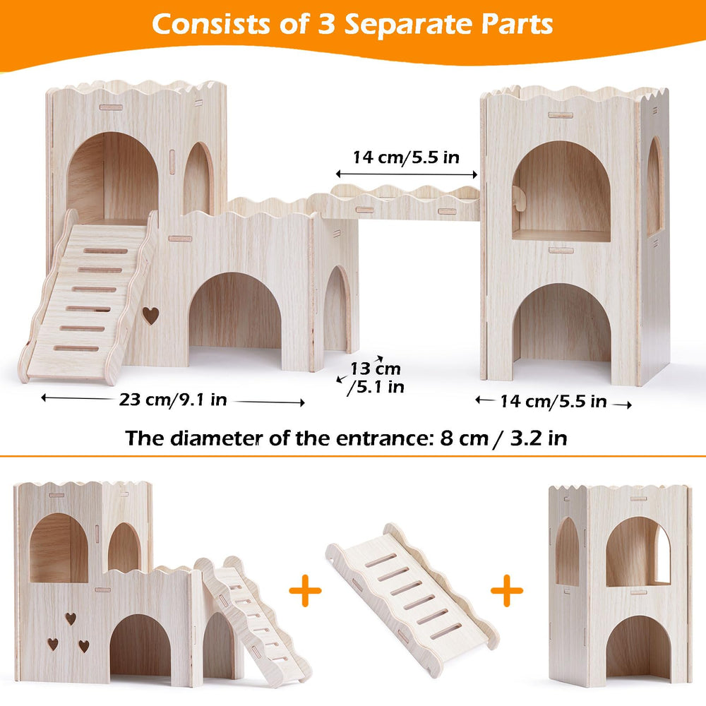 Jevnd double-decker hamster hut castle shows two levels for exploration and enrichment