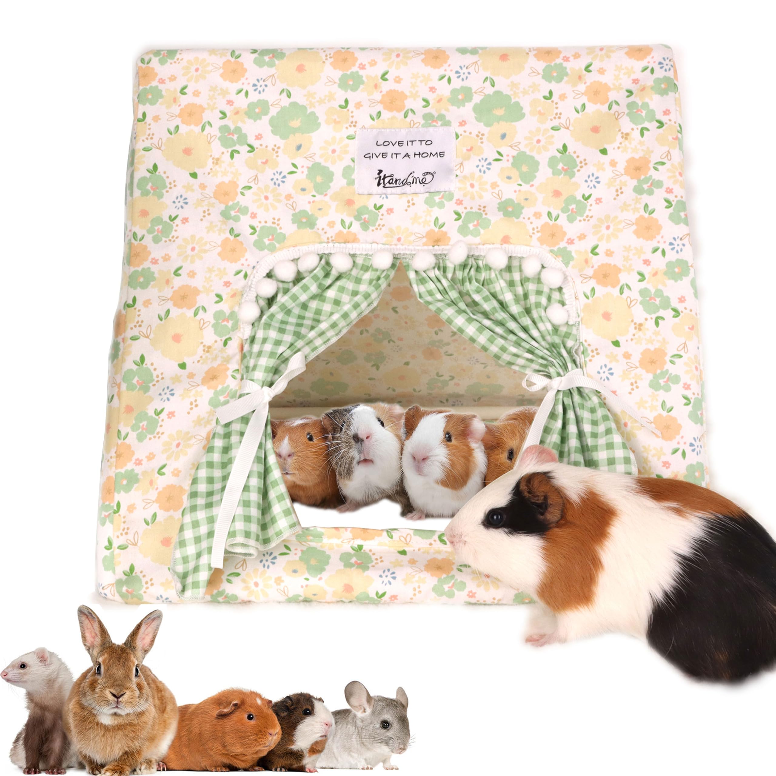 Jevnd Guinea Pig Hideout Large Curtain Flower: cozy privacy for inquisitive pets