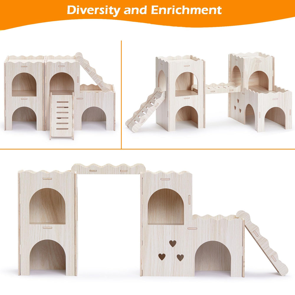 Jevnd hamster hideout ladder-bridge-balcony demonstrates multi-functional play space for exercise