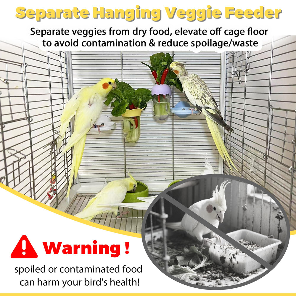 Jevnd hanging anti-dirty design keeps greens above the cage floor.