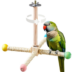 Jevnd large bird stand perch toy spins on four perches for interactive enrichment