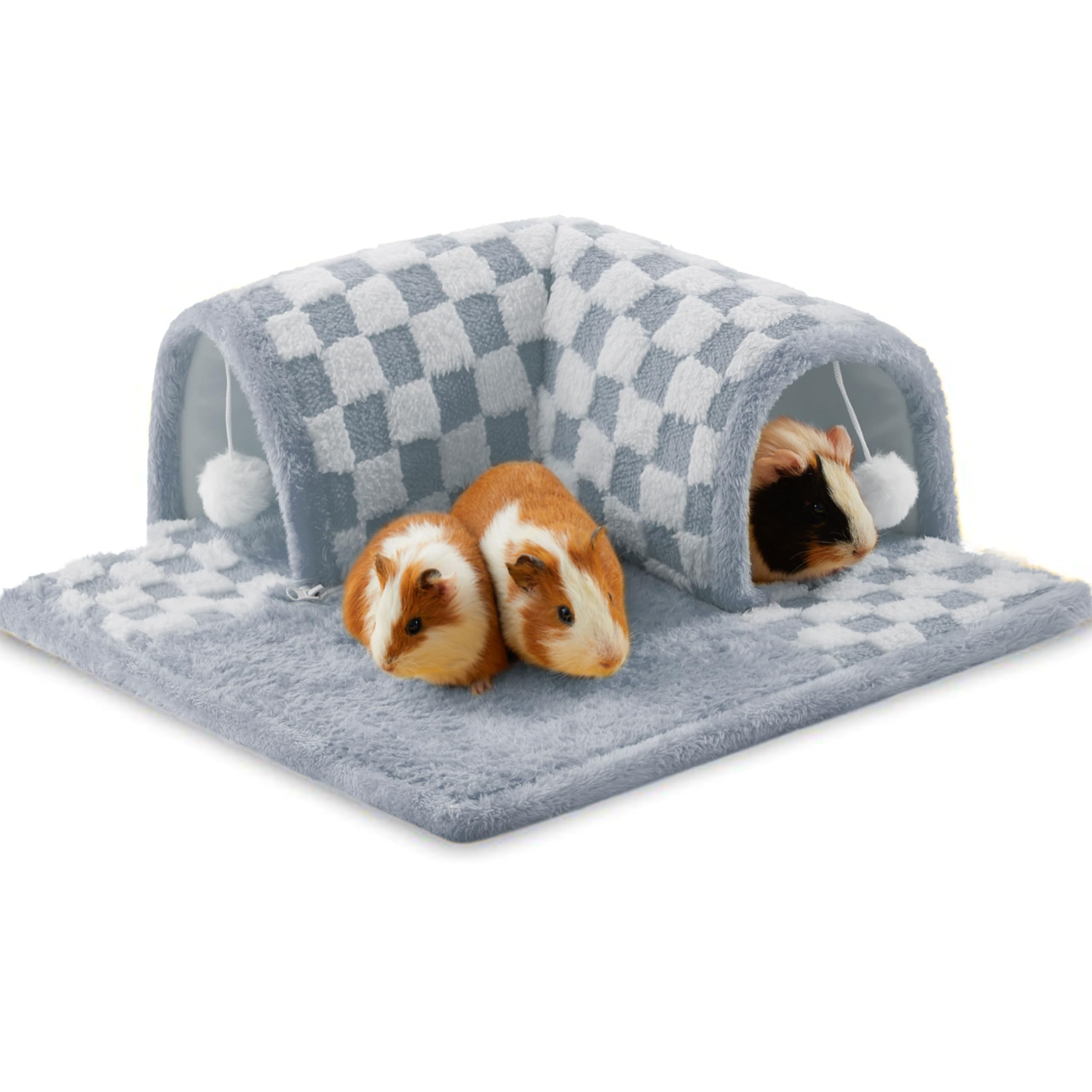 Jevnd large guinea pig hideout tunnel blue side view with cozy resting space.