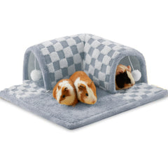 Jevnd large guinea pig hideout tunnel blue side view with cozy resting space.
