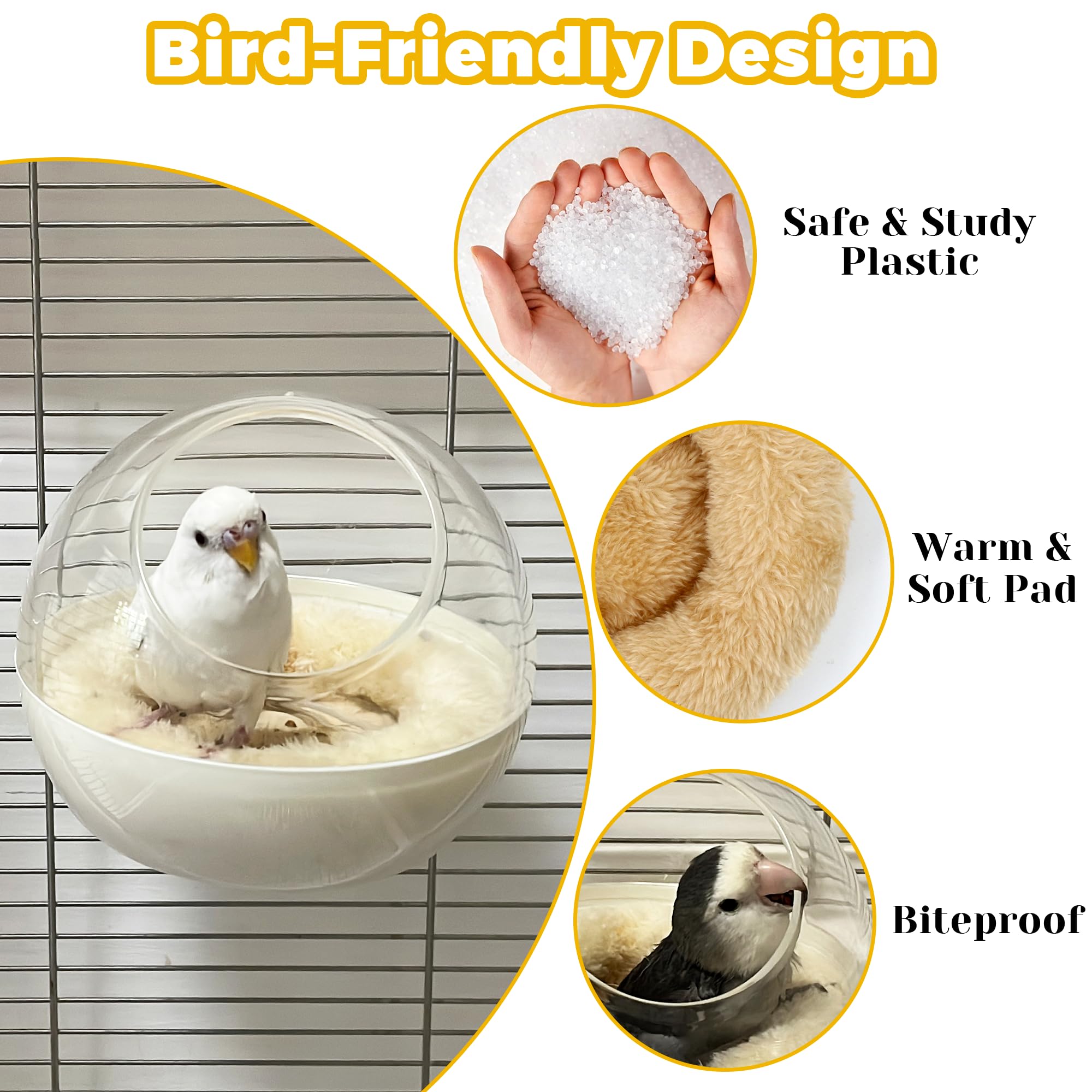 Jevnd natural-shape observation nest supports restful sleeping for small birds.