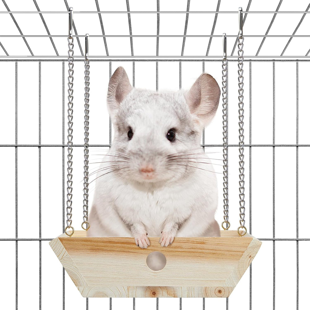 Jevnd natural wood chinchilla hammock offers a cozy resting nook in the cage
