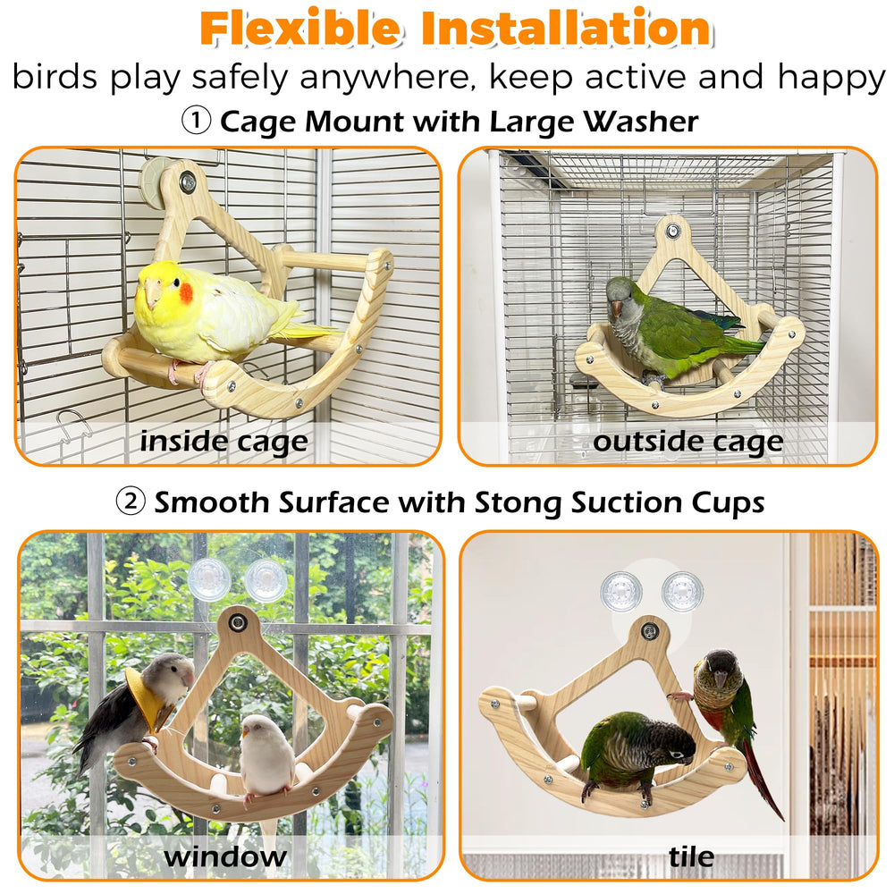 Jevnd rocking bird toy suction cups provide strong hold for stable perching