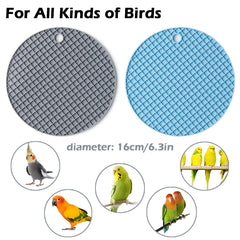 Jevnd slow feeder mats placed in cage invite birds to search and forage creatively.