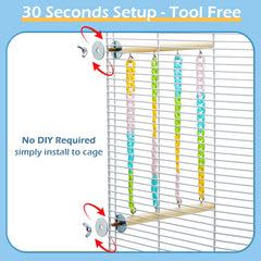Jevnd climbing toy with colorful chains promotes balance and coordination during play.