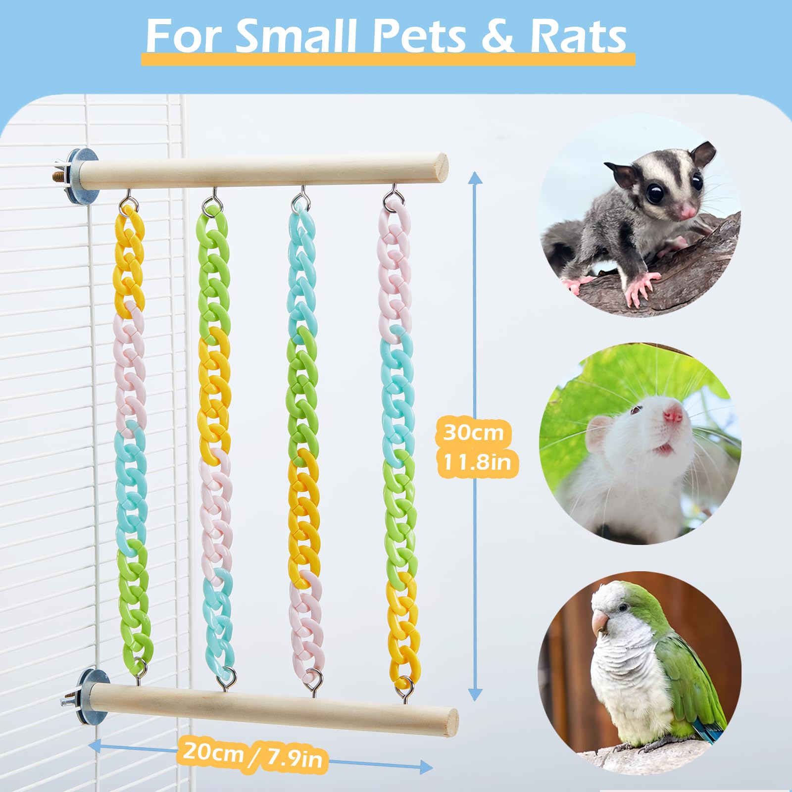 Jevnd 2-pack climbing toy set fits small pets and parrots for interactive play.