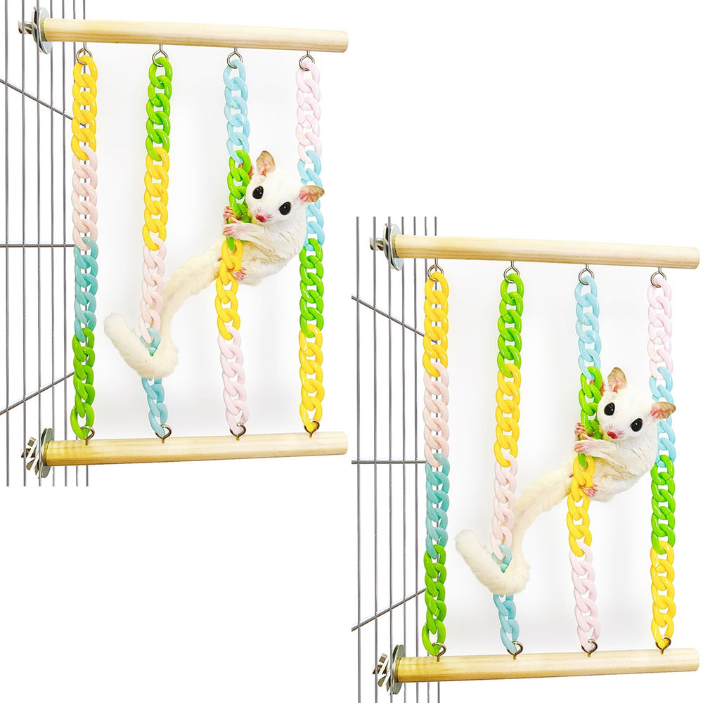 Jevnd sugar glider climbing toy with natural wood and chew-resistant chains for safe play.
