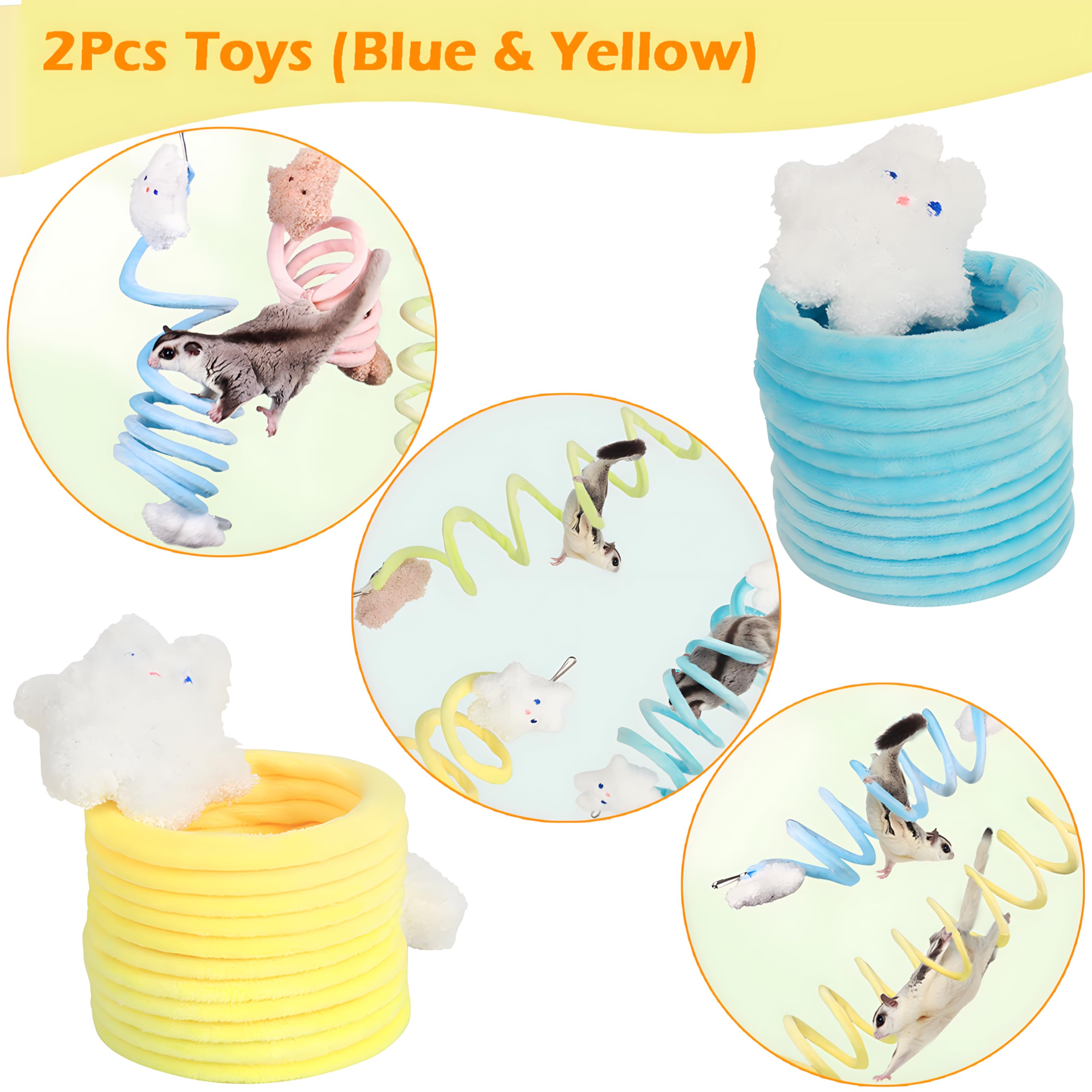 Jevnd sugar glider toy blue-yellow pack showing enrichment for active small pets