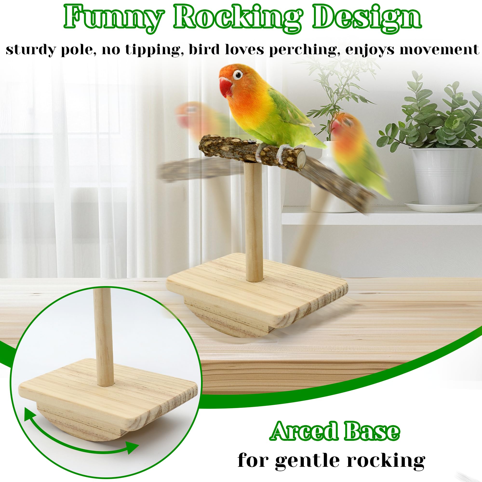 Jevnd swaying-design bird perch showing stable arc base for calm birds
